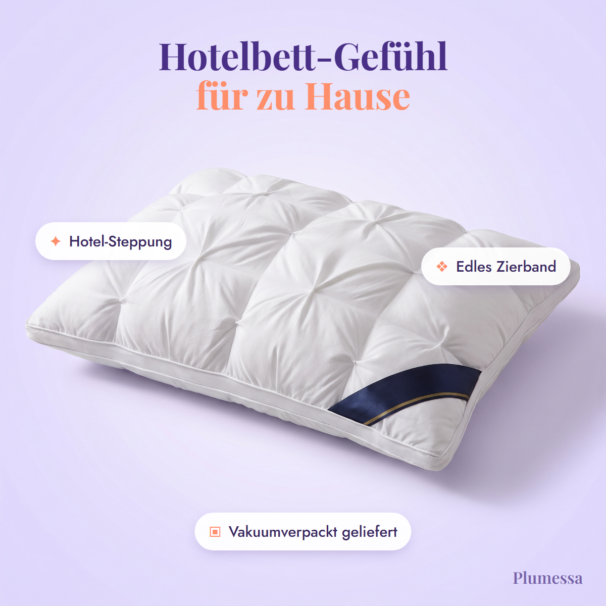 Wolkenkissen mit Hotel-Steppung und Zierband