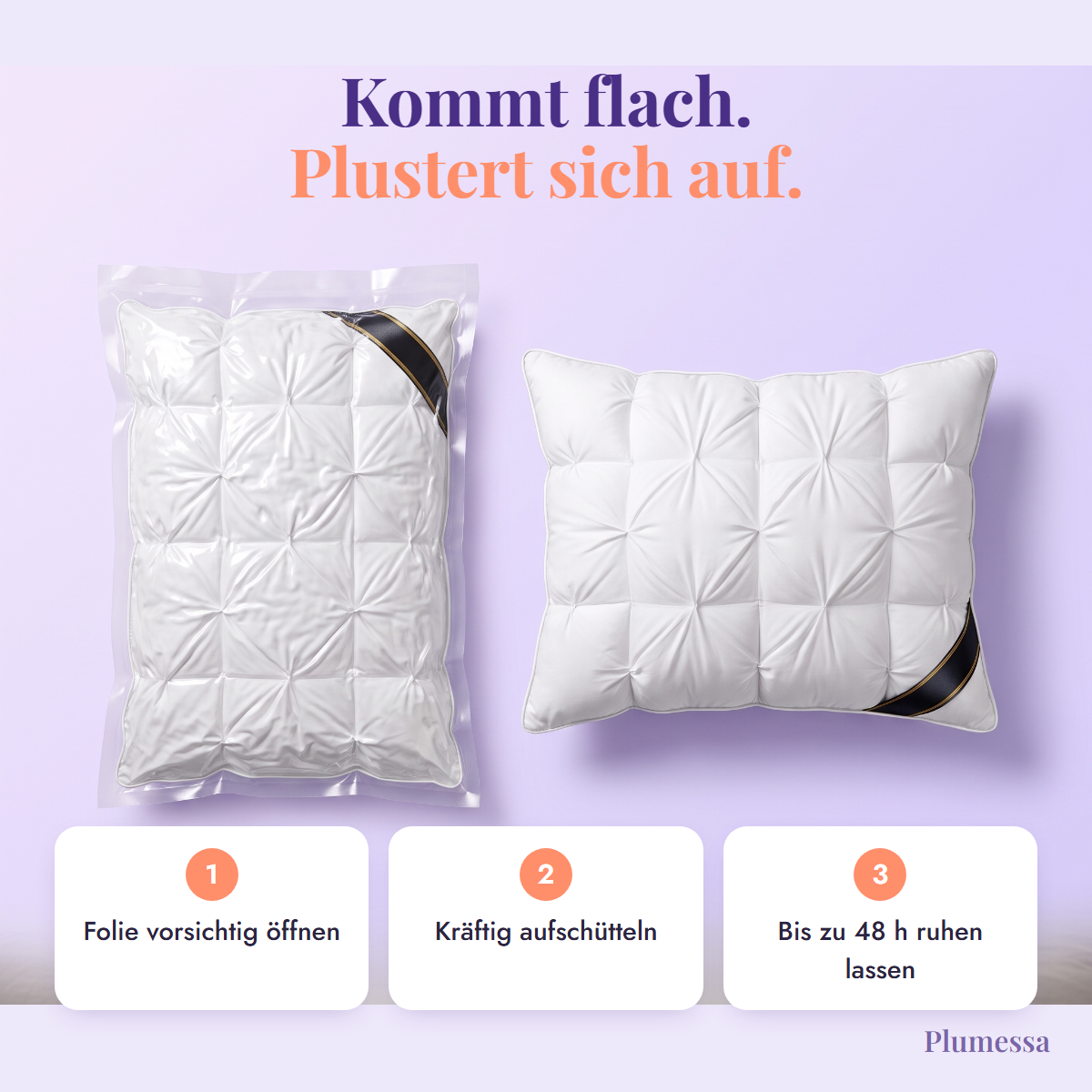 Wolkenkissen vakuumverpackt und aufgeplustert