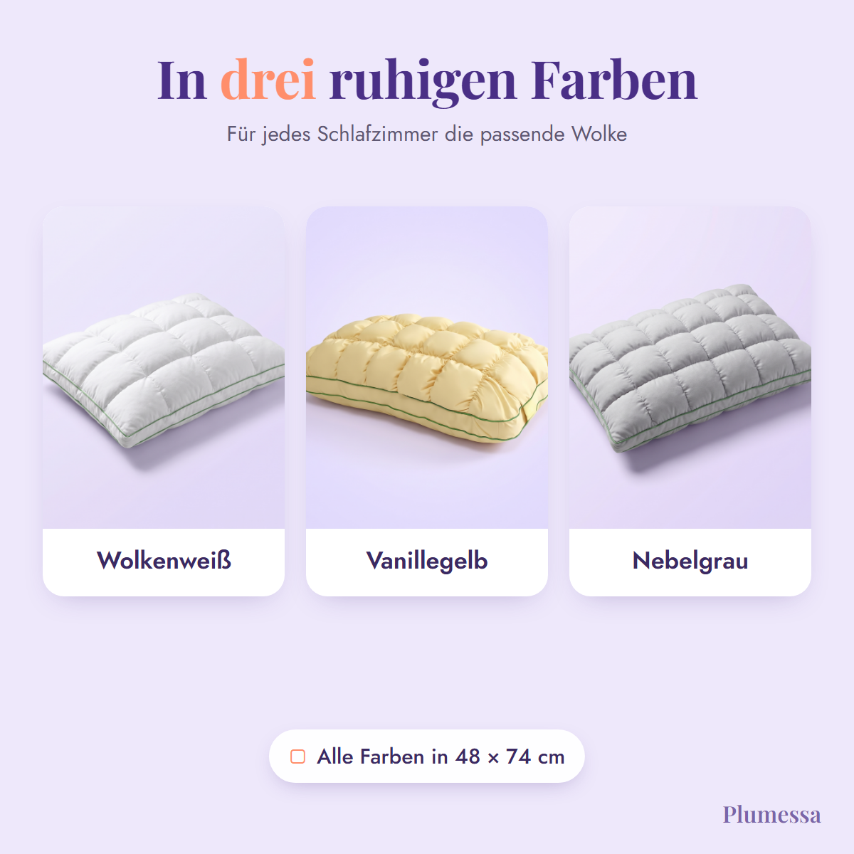 Marshmallow-Kissen in Wolkenweiß, Vanillegelb und Nebelgrau