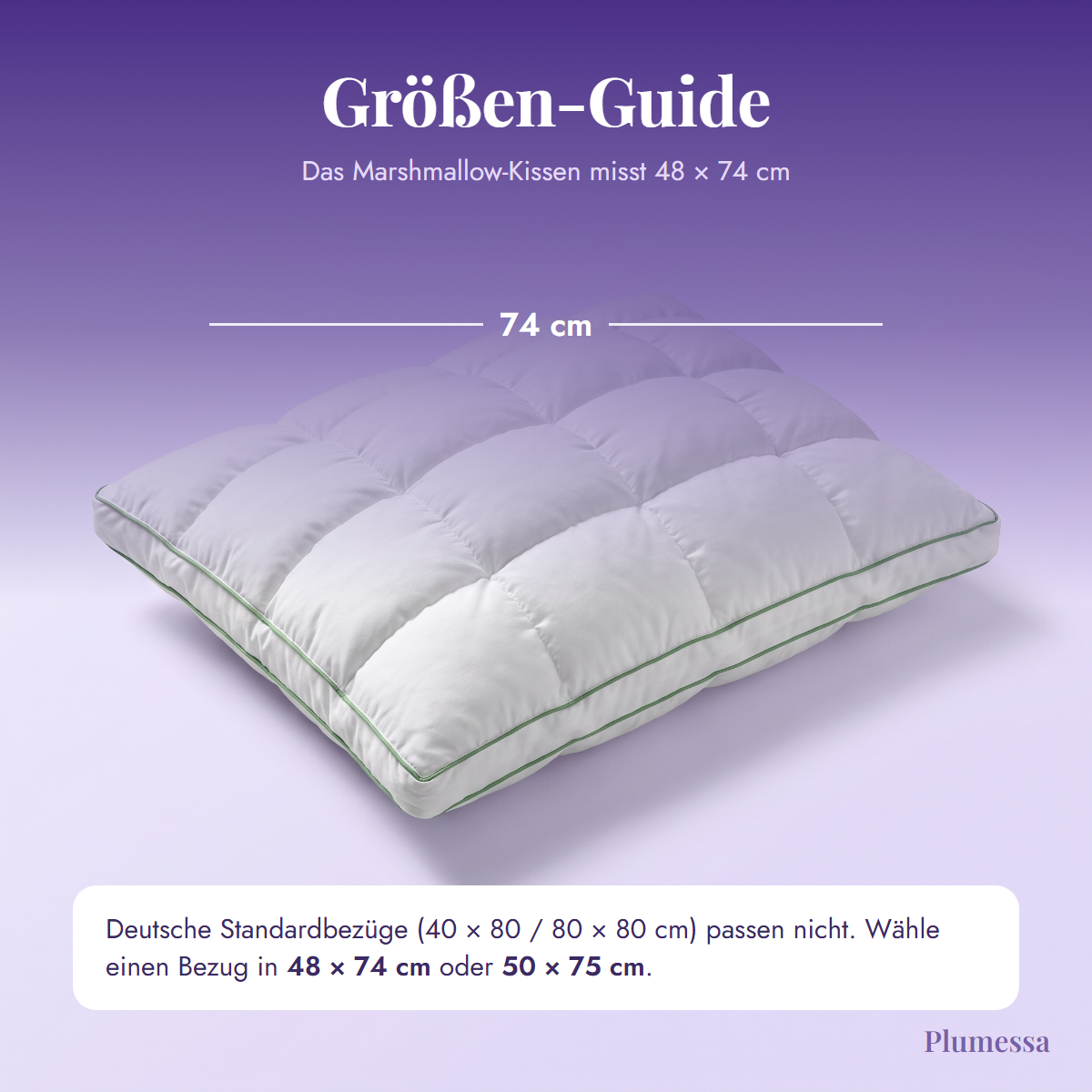 Größen-Guide Marshmallow-Kissen 48 × 74 cm